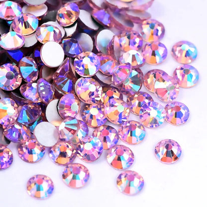 SS3-SS30 Light Pink AB Non Hot fix Rhinestone Glitter Strass Glass Nail Art Stone Non Hotfix Rhinestone for Nails Shoes