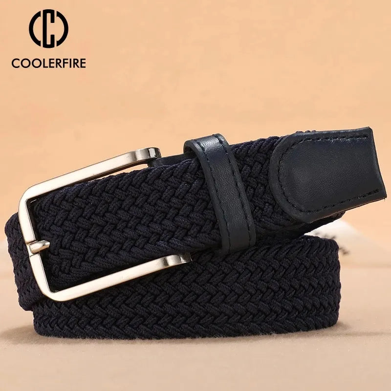 Men Women Casual Knitted Belt Woven Canvas Elastic Expandable Braided Stretch Belts Plain Webbing strap