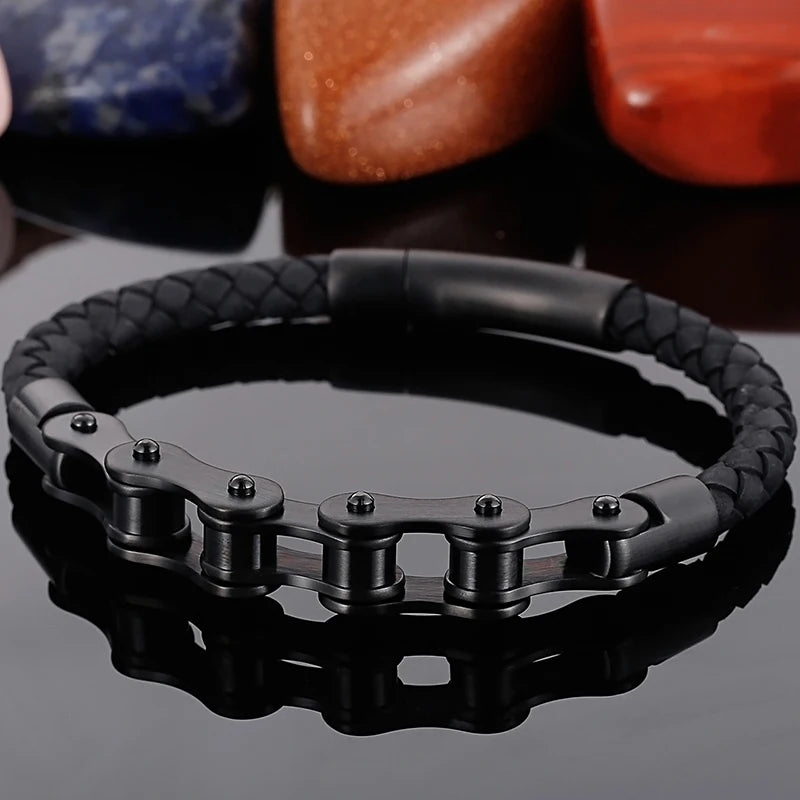 Vintage Stainless Steel Men Bracelet 10MM Cycling Bicycle Link Chain Men's Bracelets & Bangles Masculine Leather Jewelry Gifts