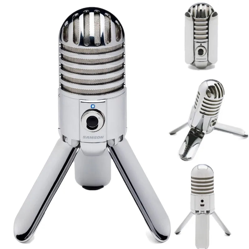 Original Samson Meteor Mic Studio Recording Condenser Microphone Fold-back Leg with USB Cable Carrying Bag for computer