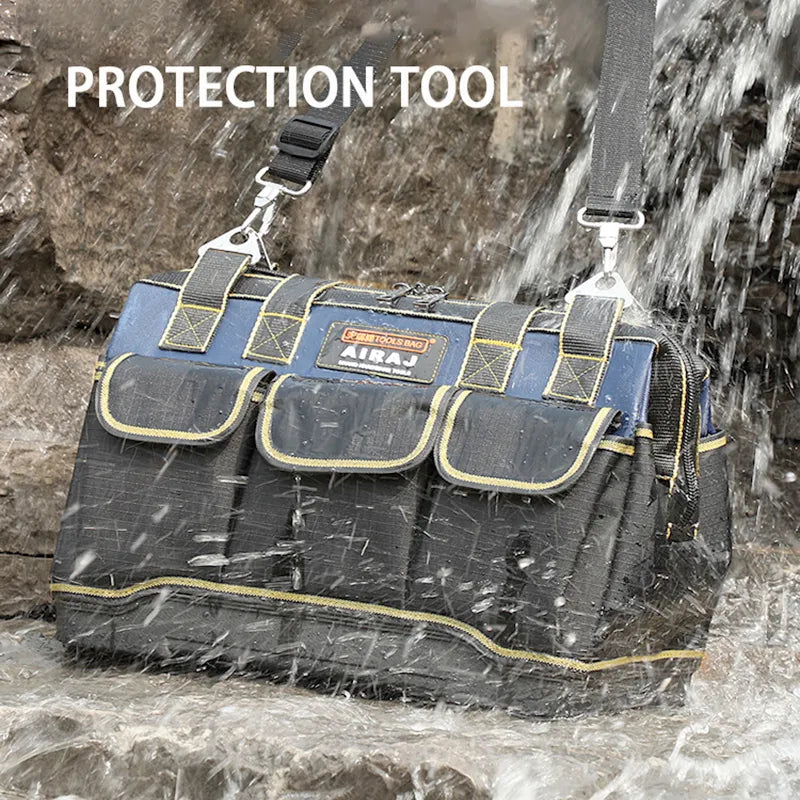 AIRAJ Multi-Function Tool Bag 1680D Oxford Cloth Electrician Bag, Multi-Pocket Waterproof Anti-Fall Storage Bag