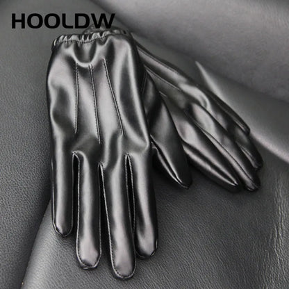 New Winter Gloves Men Women Black PU Leather Cashmere Warm Driving Gloves Mittens Touch Screen Waterproof Tactical Gloves