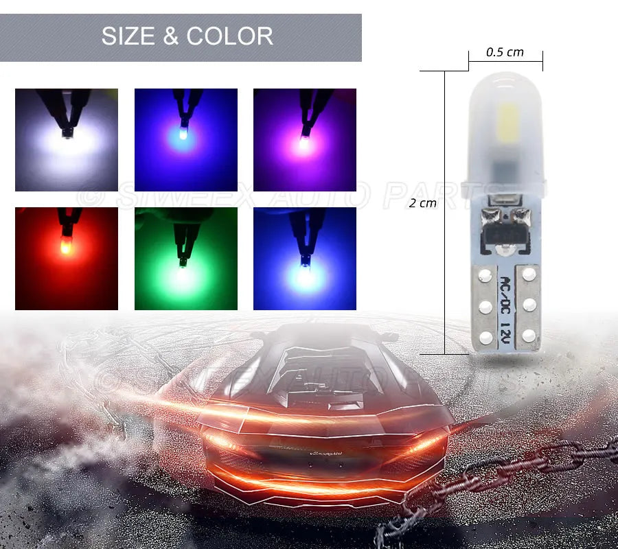 10 st T5 auto instrumentbräda lampor 2 3014 SMD läsning instrumentpanel lampa ingen polaritet led lampa vit 12V DC