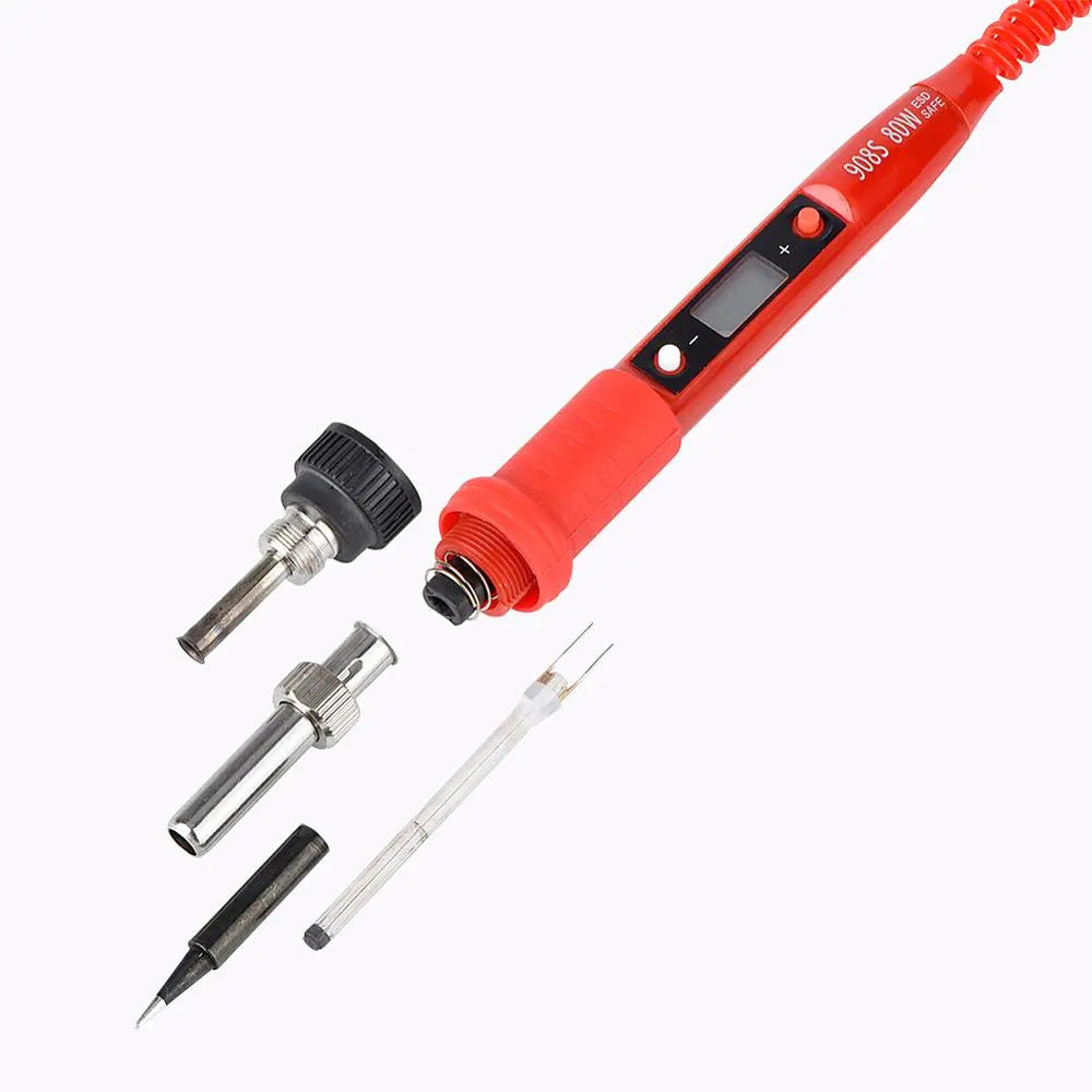 JCD Soldering iron kit adjustable temperature 220V 80W LCD solder welding tools Ceramic heater soldering tips Desoldering Pump