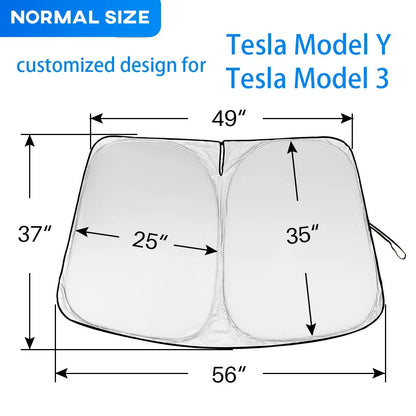 Car Windshield Sun Shade Covers Visors Front Window Sunscreen Protector Parasol Coche For Tesla Model 3 Y Sunshade Accessories