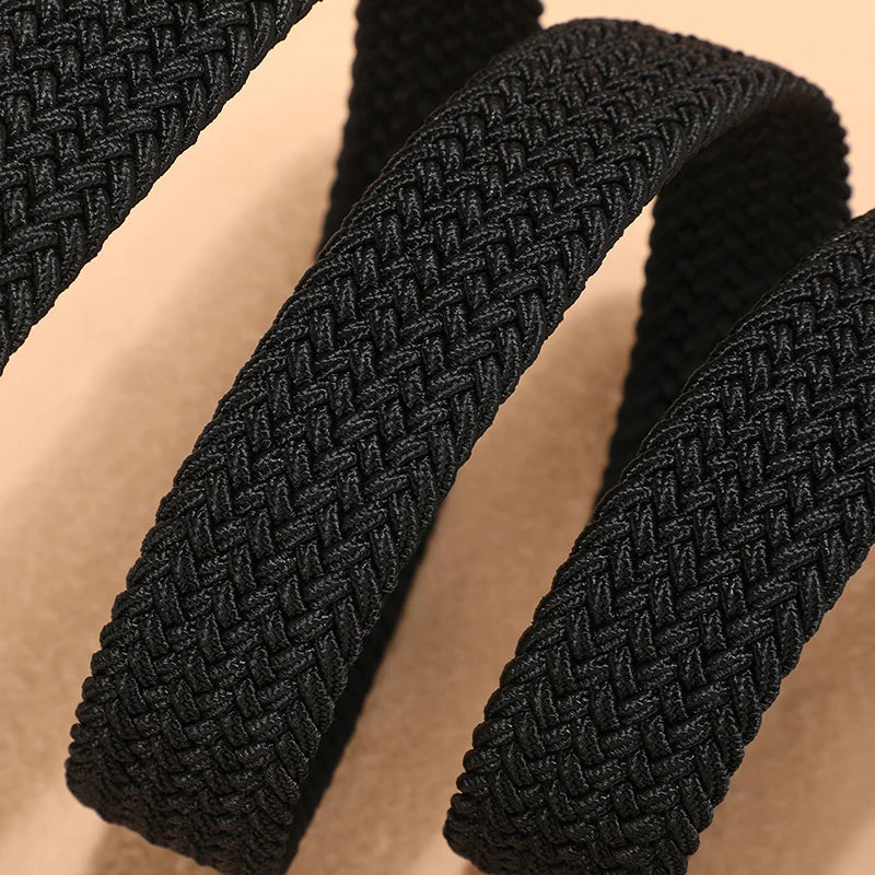 Men Women Casual Knitted Belt Woven Canvas Elastic Expandable Braided Stretch Belts Plain Webbing strap