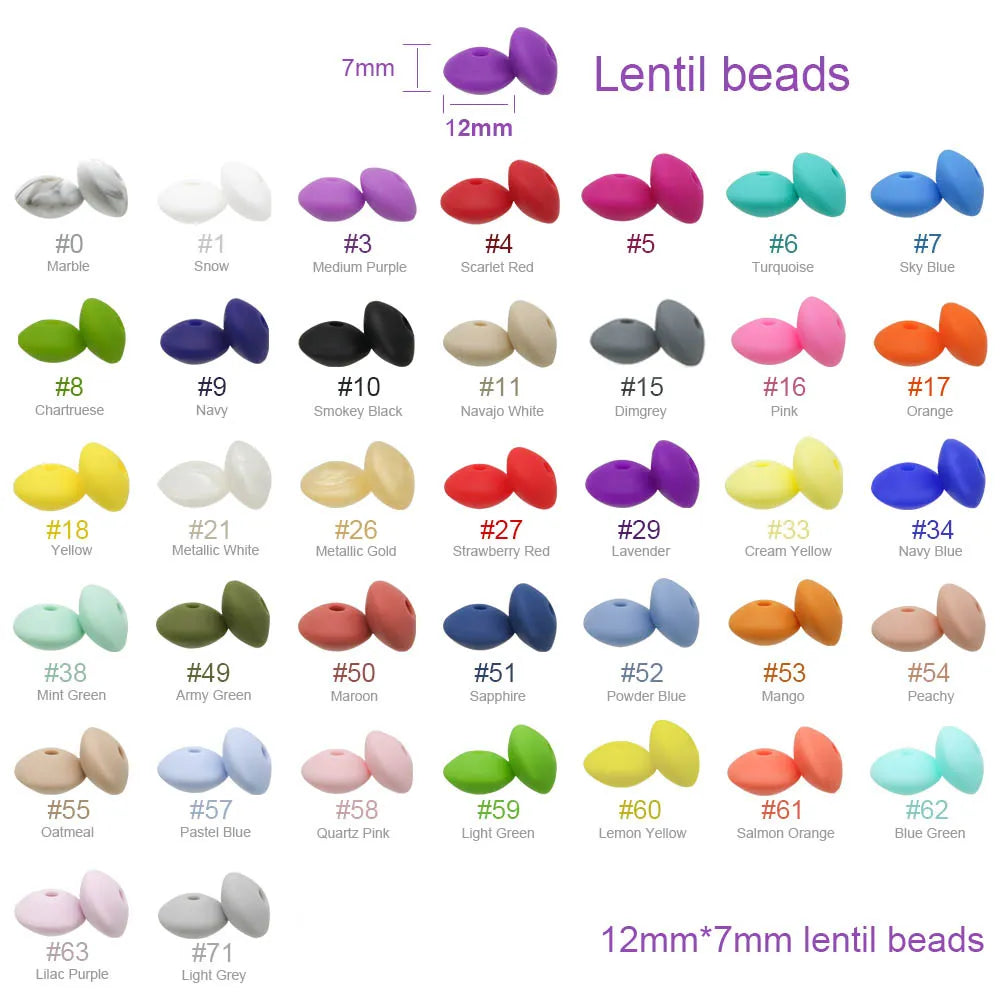 Cute-Idea 20Pcs Silicone Lentil Beads 12MM Baby Abacus Teething Beads BPA Free Newborn Baby Rodent Pacifier Chain Toy Baby goods