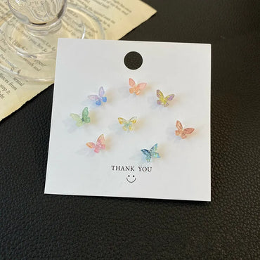 Simple Colorful Fairy Stereo Butterfly Stud Earrings For Women Mini Cute Hypoallergenic Butterflies Earring Party Jewerly