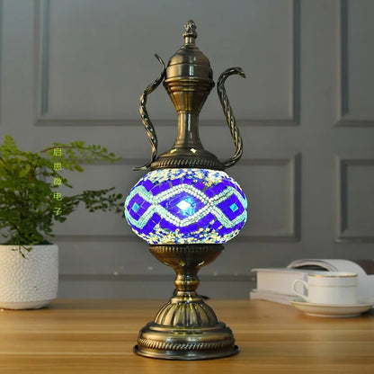 Nyaste medelhavsstil Art Deco turkisk mosaik bordslampa Handgjord mosaik Glas romantisk sänglampa