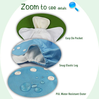 [Littles&amp;Bloomz] Couche lavable réutilisable en tissu écologique réglable véritable couche de poche adaptée 0-2 ans 3-15kg insertion bébé