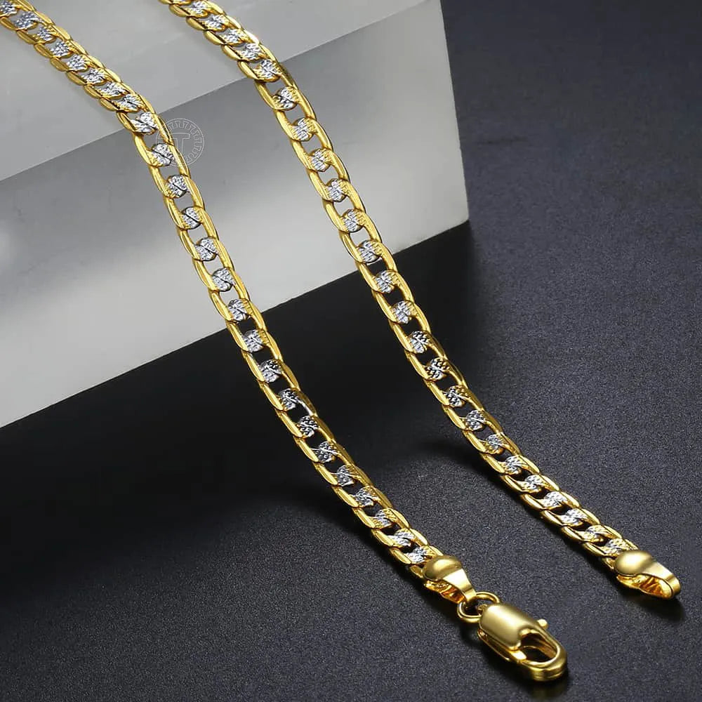 Trendsmax Gold Color Chain Necklace  Cuban Link Chain Male Necklace 4mm