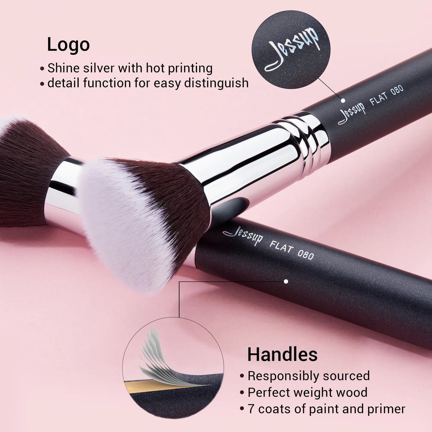 Jessup Foundation Brushes Face Makeup Brush Powder Contour Concealer Blush Highlighter Flat Round Fluff for Liquid Cream