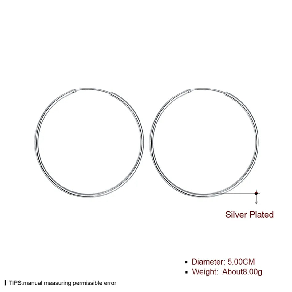 DOTEFFIL 925 Sterling Silver Round Circle 50mm Hoop Earrings