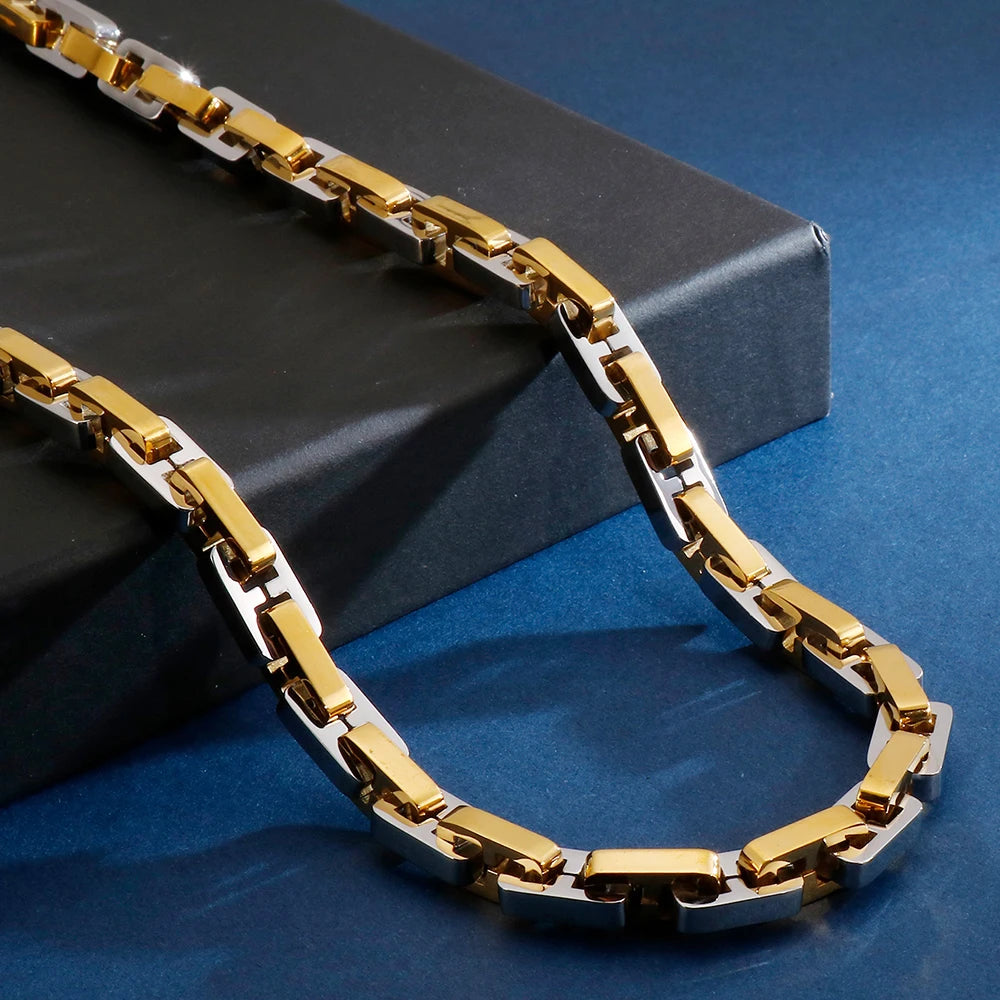 316L Stainless Steel Chain Link Men's Necklace Never Fade Black Gold Plated 63CM Long Necklaces For Men Mens Jewellery