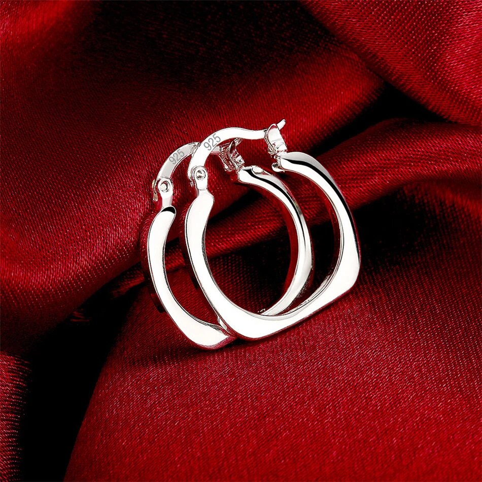 DOTEFFIL 925 Sterling Silver Square Round 20mm Hoop Earrings