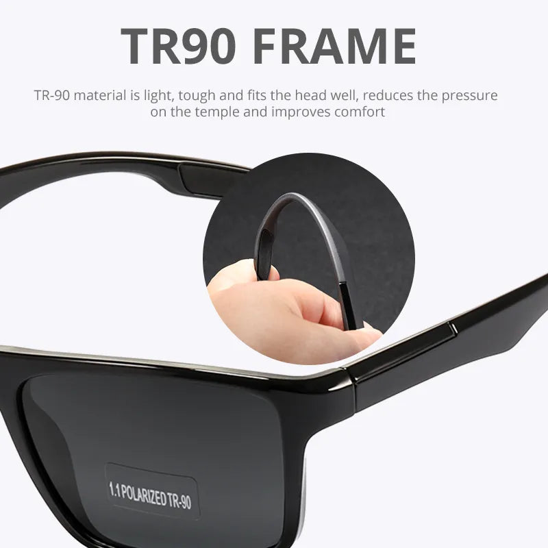 Rectangular Ultra Light TR90 Sunglasses Men Polarized TAC 1.1mm Thickness Lens Driving Sun Glasses Women Sports Cat.3