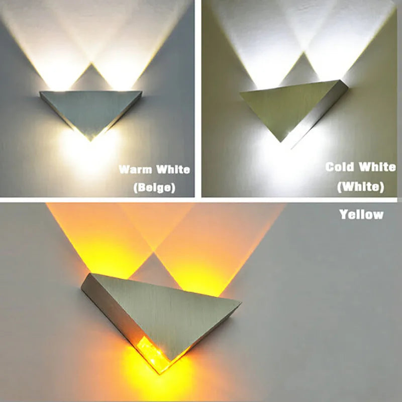 Modern Led Wall Lamp 3W Aluminum Body Triangle Wall Light For Bedroom Home Lighting Luminaire Bathroom Light Fixture Wall Sconce