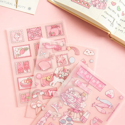 4PCS/Pack Kawaii Anime Stickers Scrapbooking Stationery School Supplies