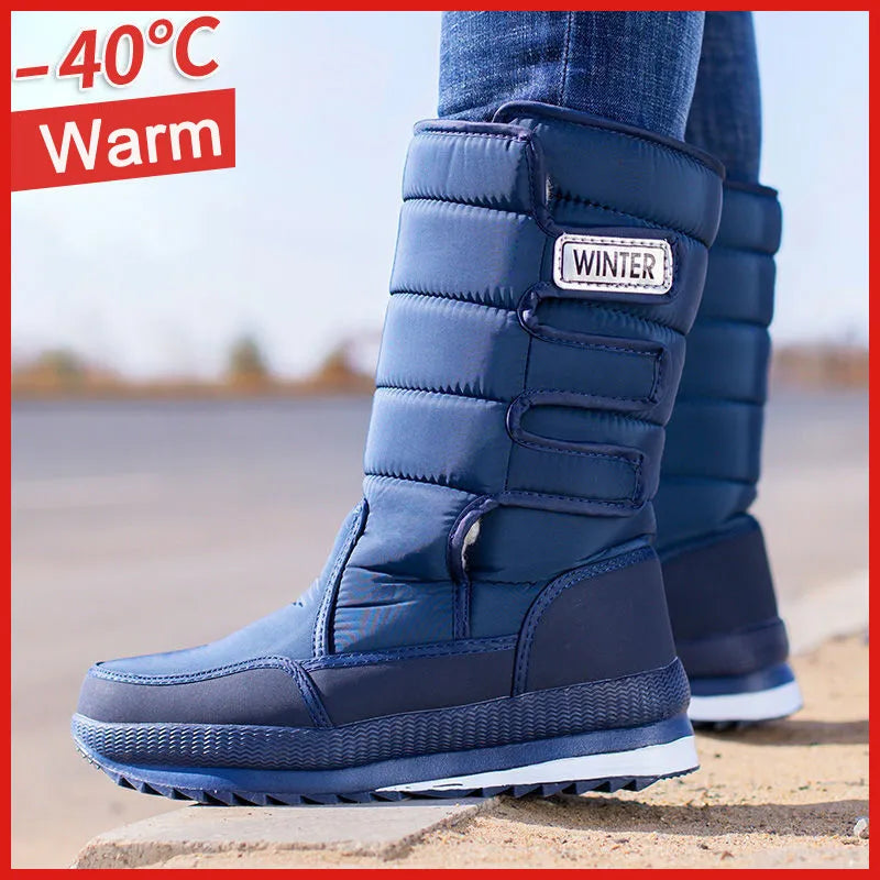 Men Boots platform snow boots for men thick plush waterproof slip-resistant winter shoes Plus size 36 - 47