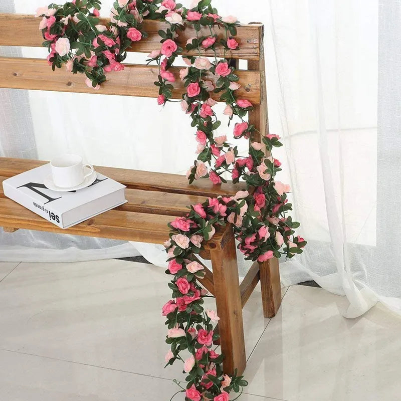 250CM Rose Artificial Flowers  Garland for Wedding Home Room Decoration Spring Autumn Garden Arch DIY Fake Plant Vine