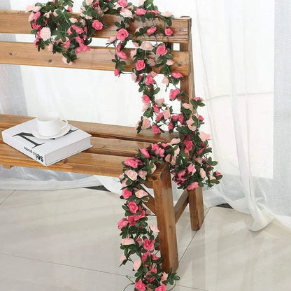 Guirlande de roses artificielles 250CM, pour mariage, décoration de salle de maison, arc de jardin printemps-automne, fausse plante de vigne DIY