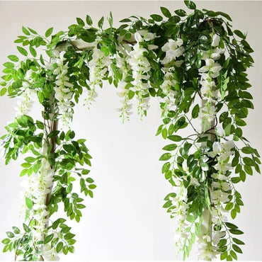 180cm Fake Ivy Wisteria Flowers Artificial Plant Vine Garland for Room Garden Decorations Wedding Arch Baby Shower Floral Decor