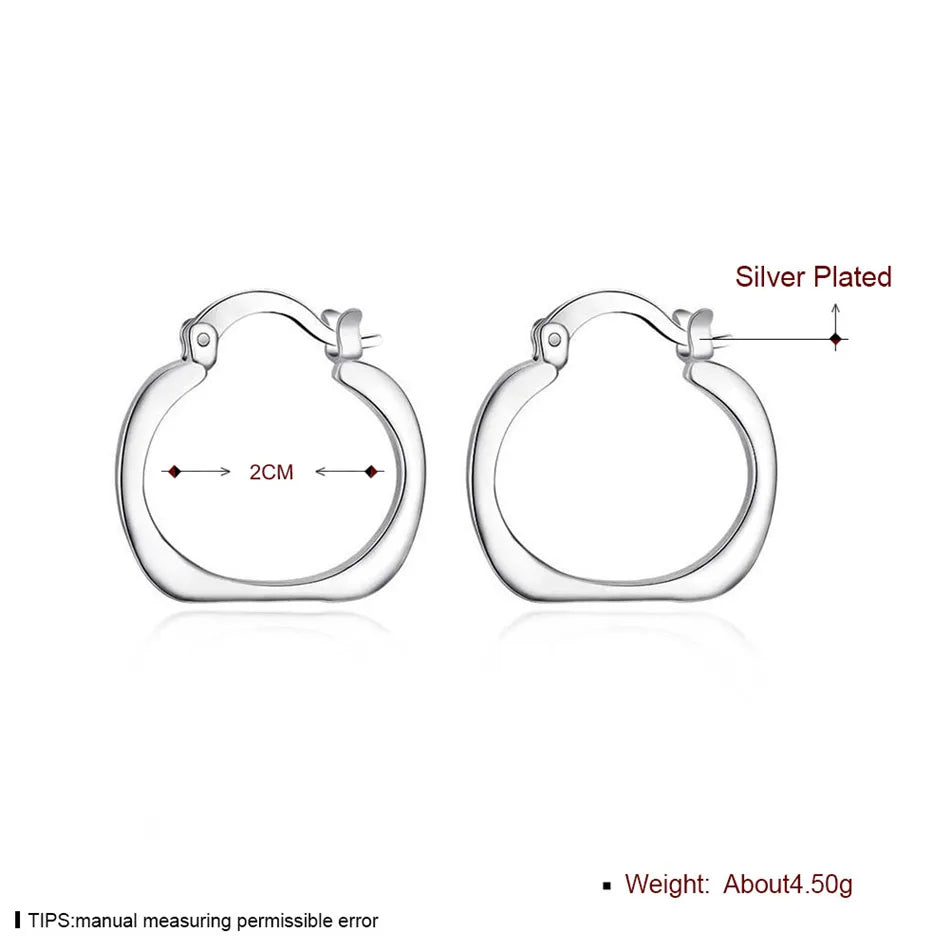 DOTEFFIL 925 Sterling Silver Square Round 20mm Hoop Earrings