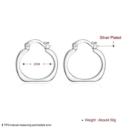 DOTEFFIL 925 Sterling Silver Square Round 20mm Hoop Earrings