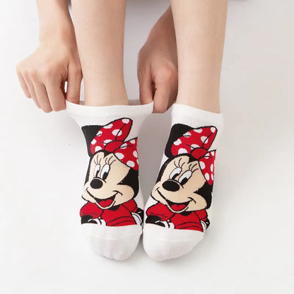 Disney 1pair women Boat socks Mickey cute cartoon Japanese Korean sweet cotton socks spring and summer wild short tube socks