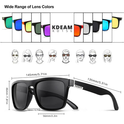 Lunettes de soleil polarisées pour hommes, à la mode, de KDEAM, Design classique, miroir tout-ajustement, avec boîte de marque CE