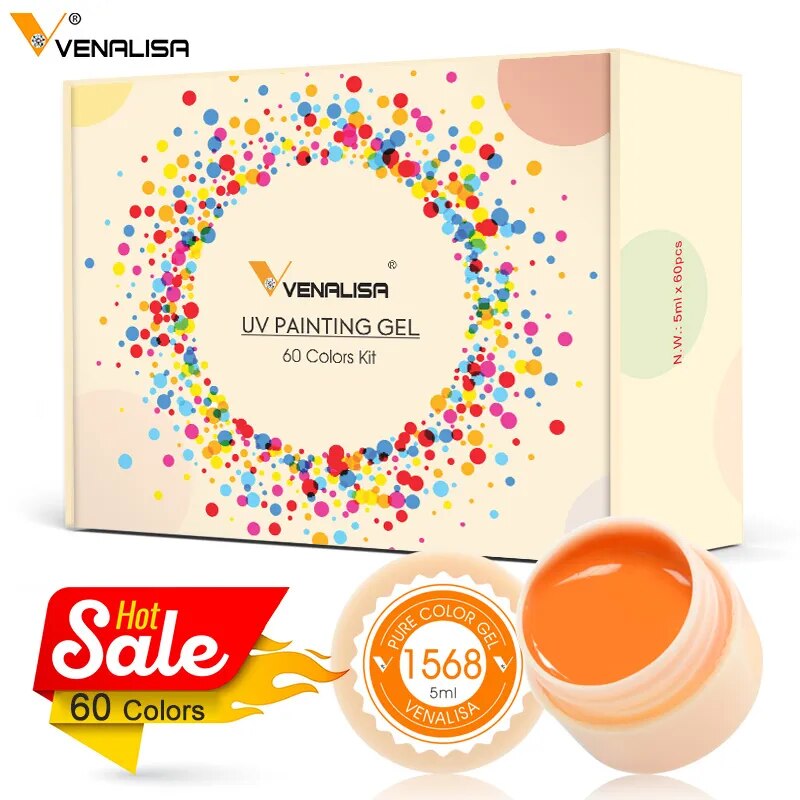 Venalisa Painting Gel 60 colors 5ml Professional Nail Paint Color Gel Polish For Nail Art UV Gel Lacquer Gel Varnish