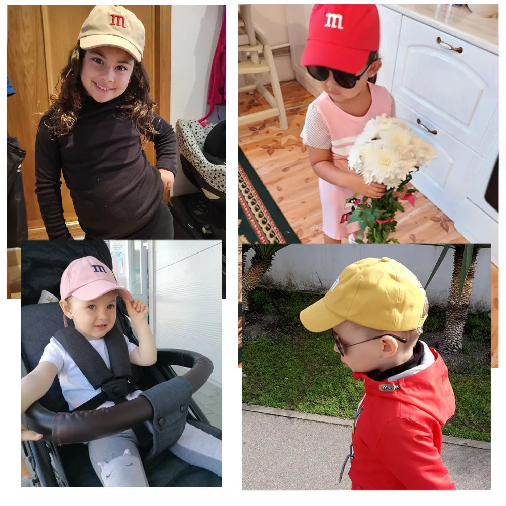 Casquette de Baseball pour enfants, pour filles et garçons, chapeaux de protection solaire pour bébé, Hip Hop, lettre M brodée, casquettes pour enfants de 1-6-8-12-15 ans