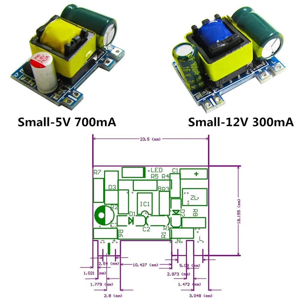 AC-DC 5V 700mA 12V 450mA 9V 500mA 3,5W Precision Buck Converter AC 220V till 5V DC step down Transformator strömförsörjningsmodul