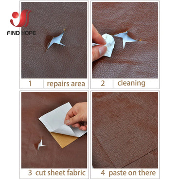 Litchi Pattern Back Self adhesive Stick Faux PU Leather Fabric Hole Repair Patch Sticker For Sofa Car Bag DIY Craft Handmade