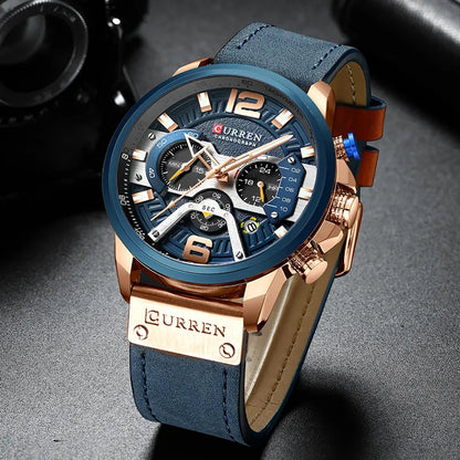 CURREN Casual Sport Watches for Men Top Brand Luxury Military Leather Wrist Watch Man Clock Fashion Chronograph Wristwatch