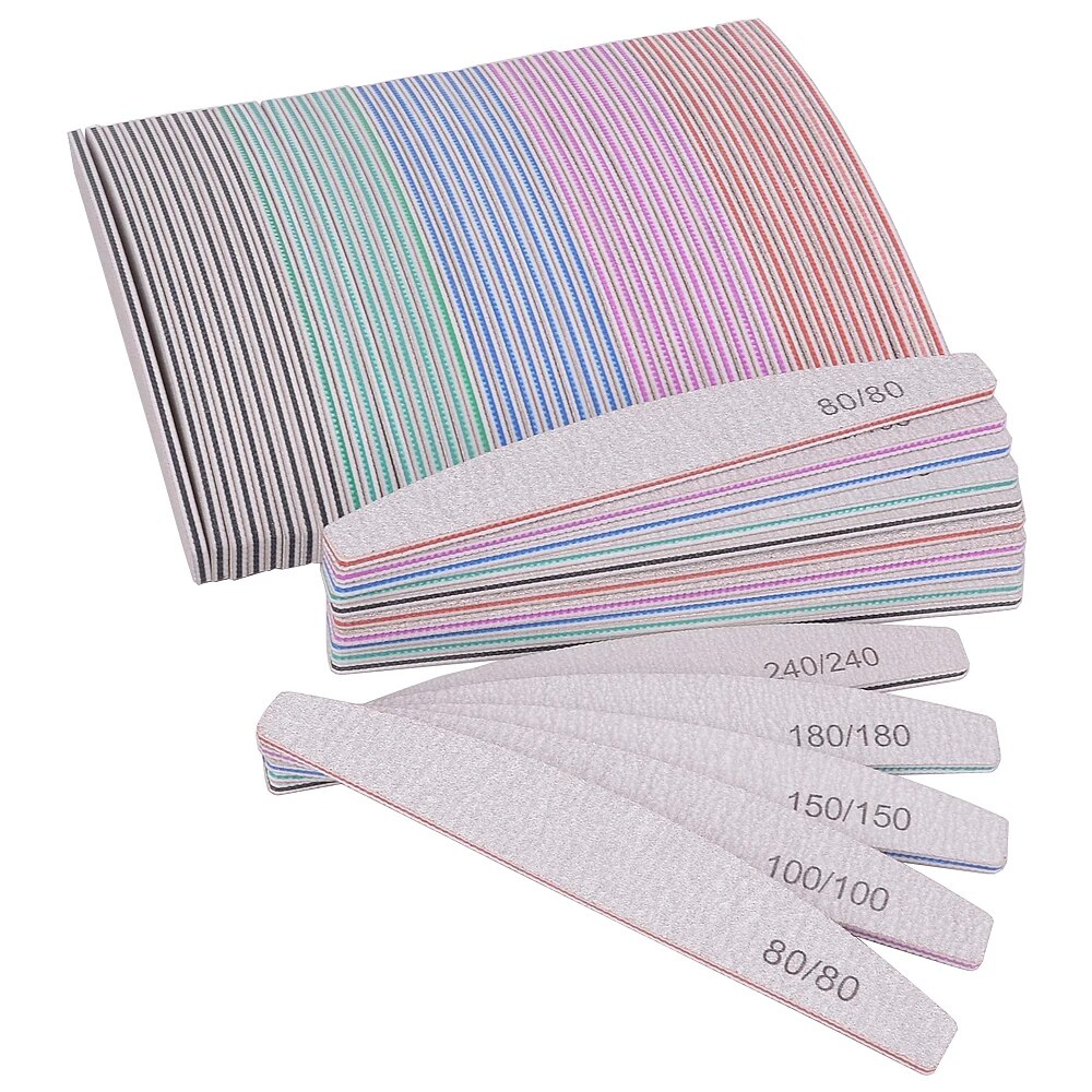 3/5/10Pcs Professional Nail File 100/180 Sandpaper Strong Thick Nail Files Sanding Half Moon Lime nail accessories and Tools