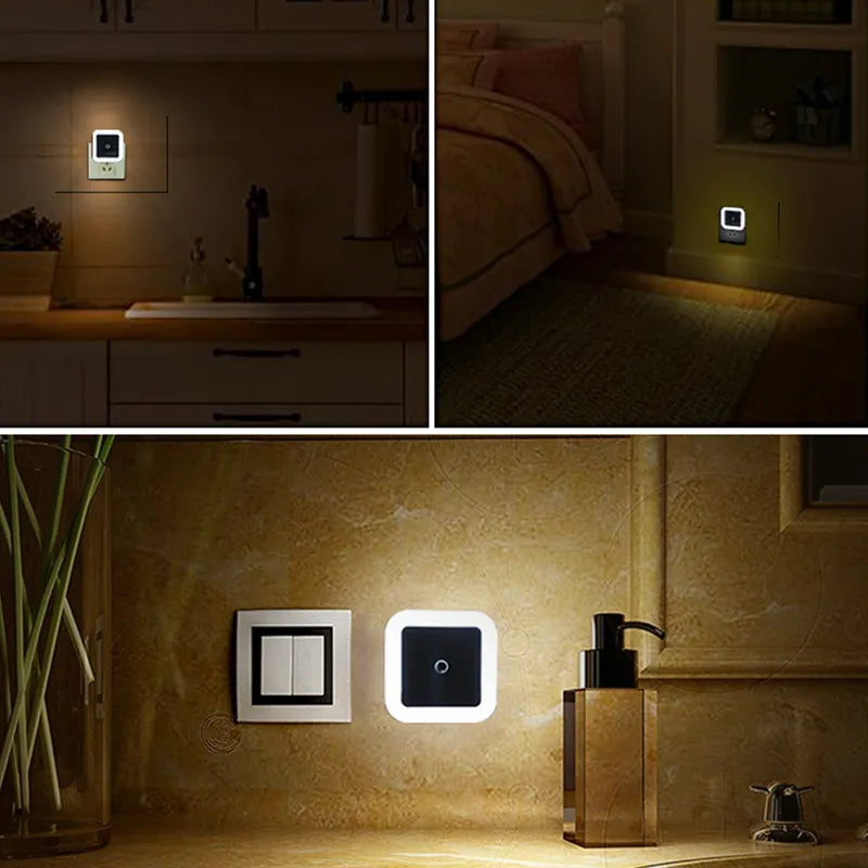 Sans fil LED veilleuse capteur éclairage Mini ue prise américaine veilleuses lampe pour chambre d'enfants décoration lumières éclairage