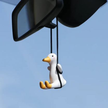 Gips Söt Anime Biltillbehör Swing Duck Pendel Auto Backspegel Ornament Födelsedagspresent Par Tillbehör Bildoft