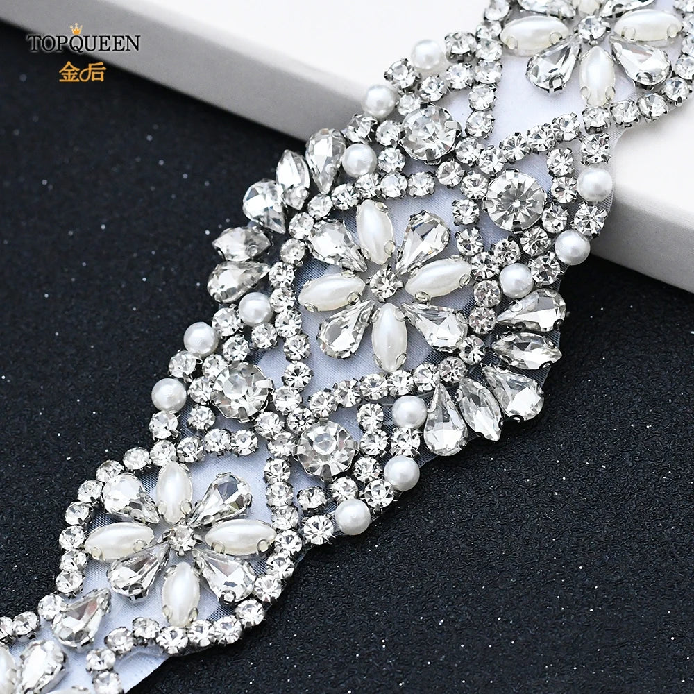 Bridal Belts Bling Wedding Women Jewelry Silver Rhinestone Pearl Crystal Sparkly Party Formal Dress Diamond Sash