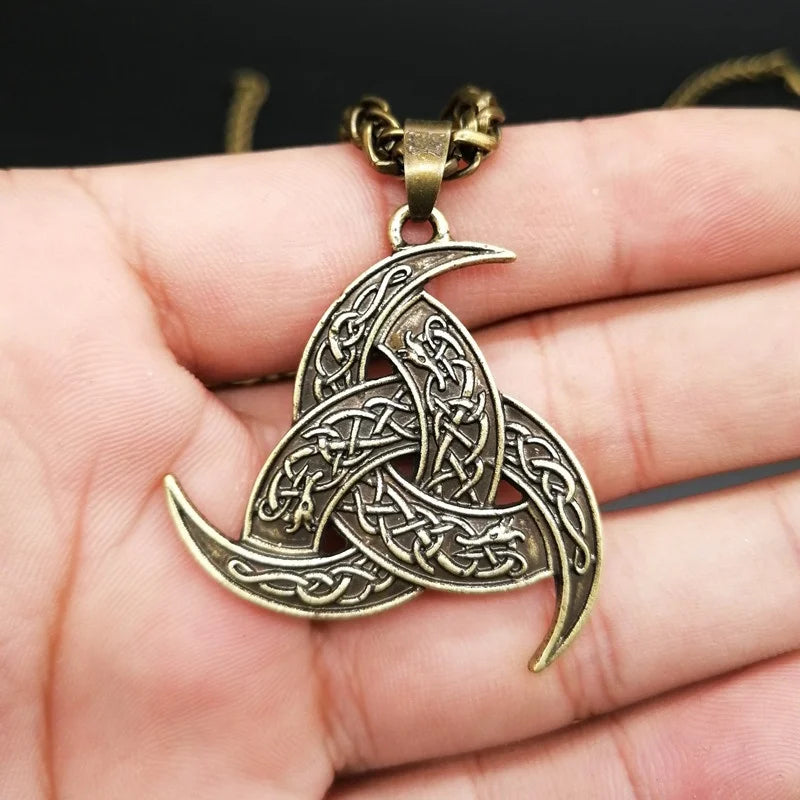 Nordic Viking Rune Dragon Triangle Valknut Pendant Necklace Men's Necklace New Fashion Metal Retro Accessories Party Jewelry