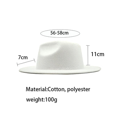 Autumn Winter Womens Felt Hat Fedoras Big Brim Hats For Women British Style Vintage Church Hats Lady Flat Brim White jazz cap