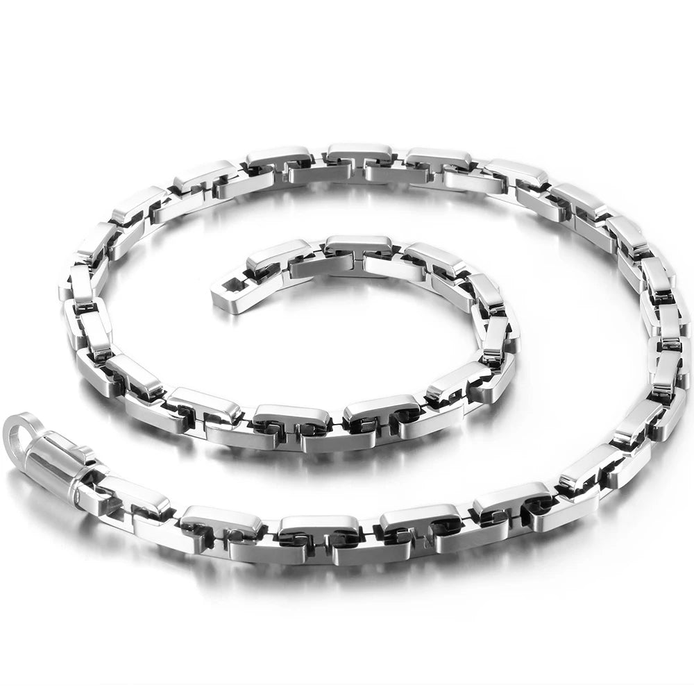 316L Stainless Steel Chain Link Men's Necklace Never Fade Black Gold Plated 63CM Long Necklaces For Men Mens Jewellery