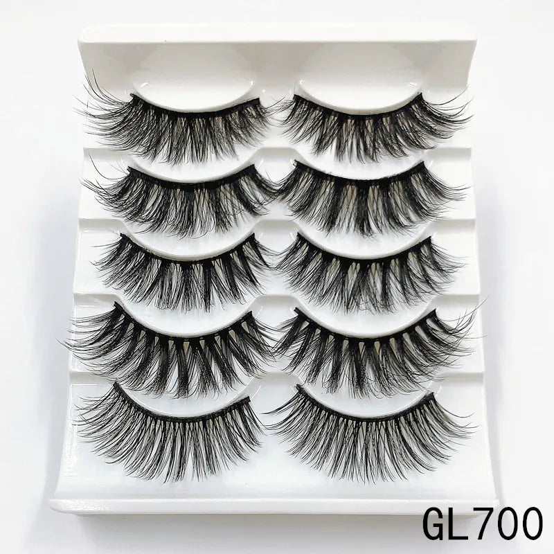 5 par Faux Mink Eyelashes Fluffy