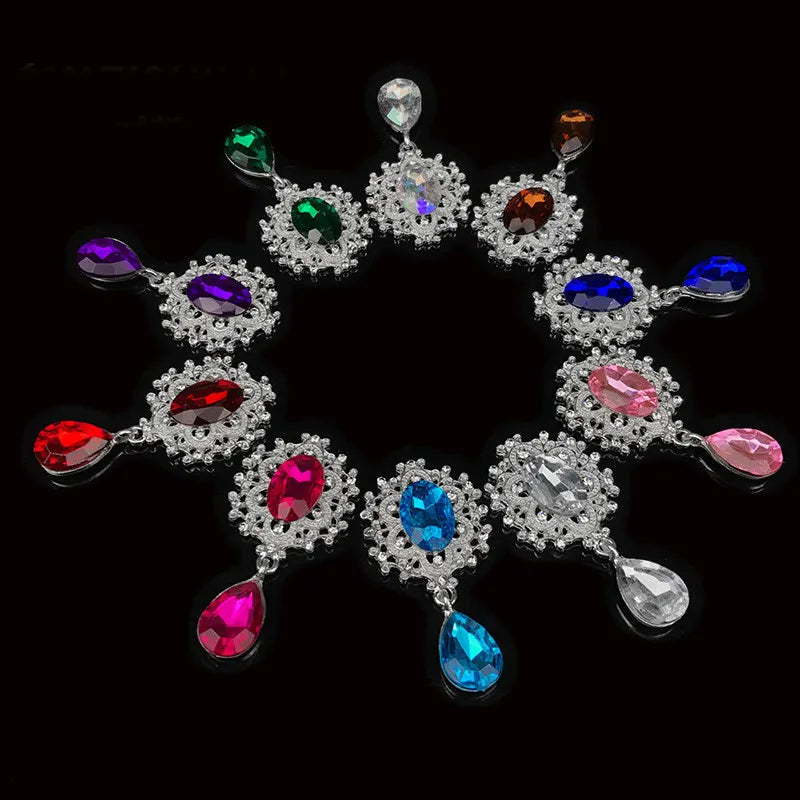 NEW 26 * 46mm 10Pcs Crystal Rhinestone Brooch Accessories DIY Wedding Invitation Card Wine Glass Gift Box Creative Decoration