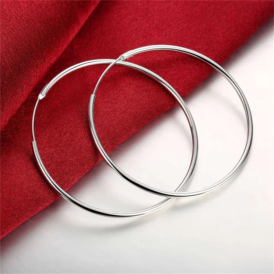 DOTEFFIL 925 Sterling Silver Round Circle 50mm Hoop Earrings