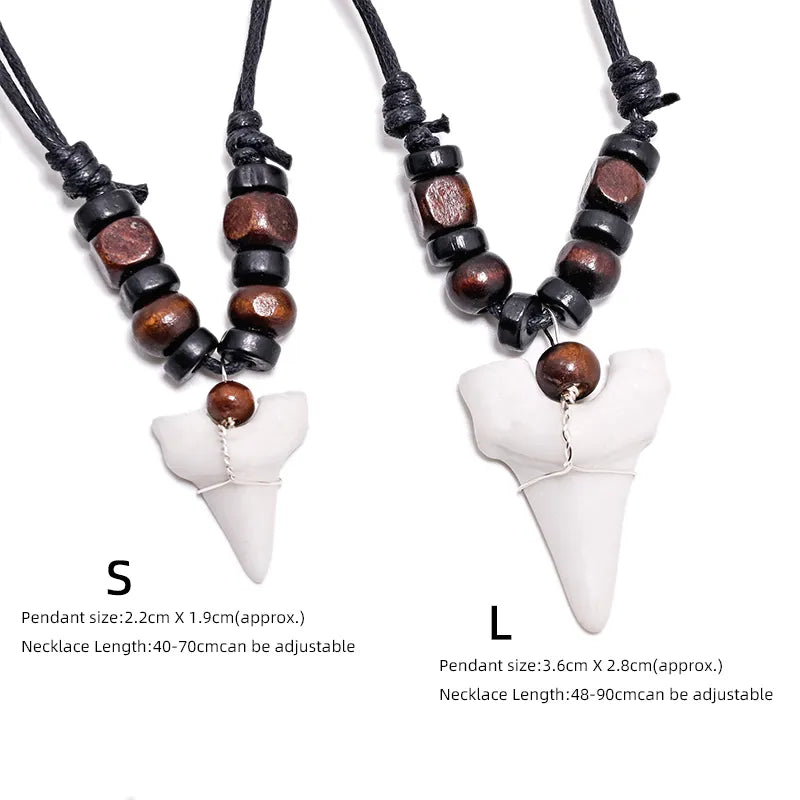 1PC Hawaii Surfer Jewelry Handmade Imitation Shark Teeth Pendant New Zealand Maori Tribal bone Choker WoMen's Men's Necklace