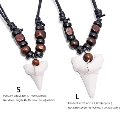 1PC Hawaii Surfer Jewelry Handmade Imitation Shark Teeth Pendant New Zealand Maori Tribal bone Choker WoMen's Men's Necklace