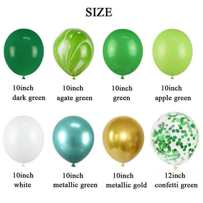 40pcs Green Balloons Set Metallic Confetti Balloon Jungle Safari Animal Birthday Party Decorations Kids Boy Baby Shower Favors