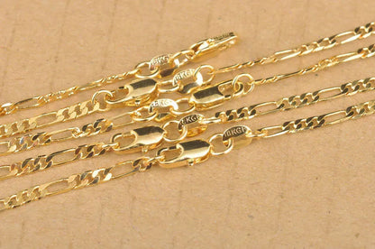 26 Inch Heavy  Real Yellow Gold Filled Figaro Necklace Chains  Gold Necklace Men's Long Necklace