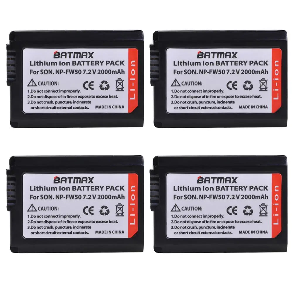 4X 2000mAh NP-FW50 NP FW50 Batteri + LED USB Dubbel laddare för Sony A6000 A6400 A6300 A6500 A7 A7II A7RII A7SII A7S A7S2 A7R